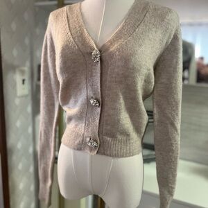H&M Beige Cardigan with Crystal Buttons